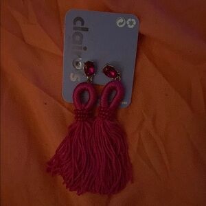Claire's Pink Tassel Earrings
